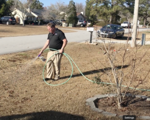 Shawn spraying winter weeds.